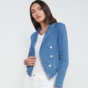 L'AGENCE $450 Blue Denim Blazer Jacket